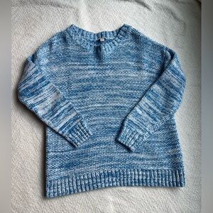 Gap Blue & White Marled Cotton Knit Sweater - Large
